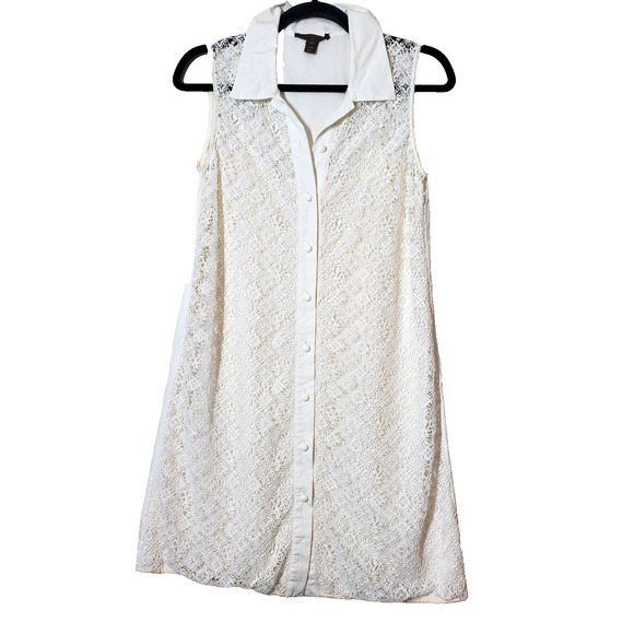 LOUIS VUITTON Womens 36 White Shirt Dress AUTHENTICITY CERTIFICATE Lace Monogram - Picture 1 of 16